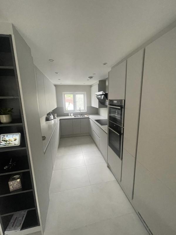 Sleek handleless grey kitchen