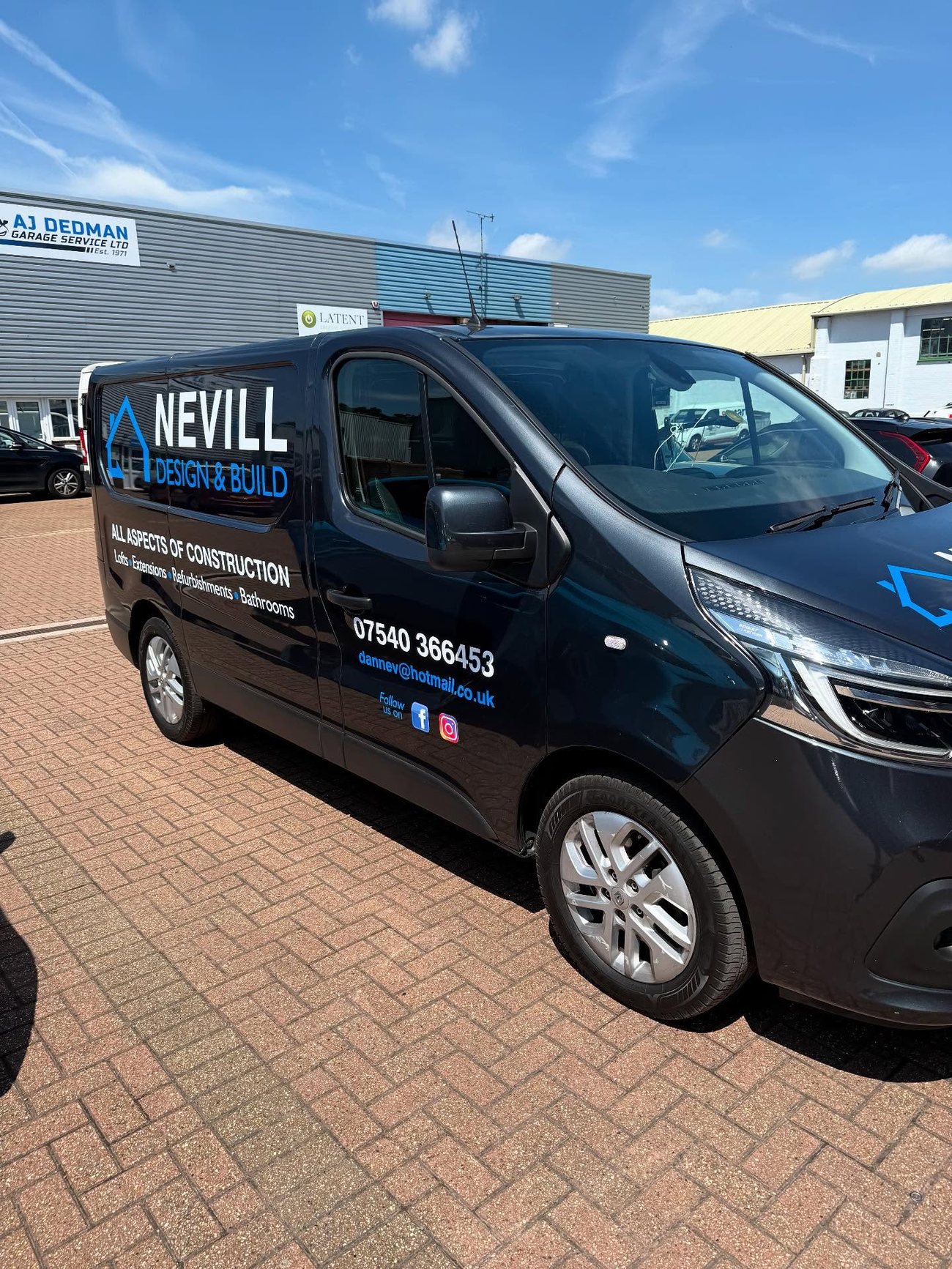 Nevill Construction branded van outside a project